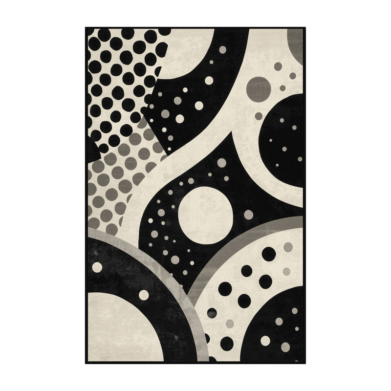 Machine Washable Pavla Casual Moroccan Rug in Beige – Black Binding, 3x5
