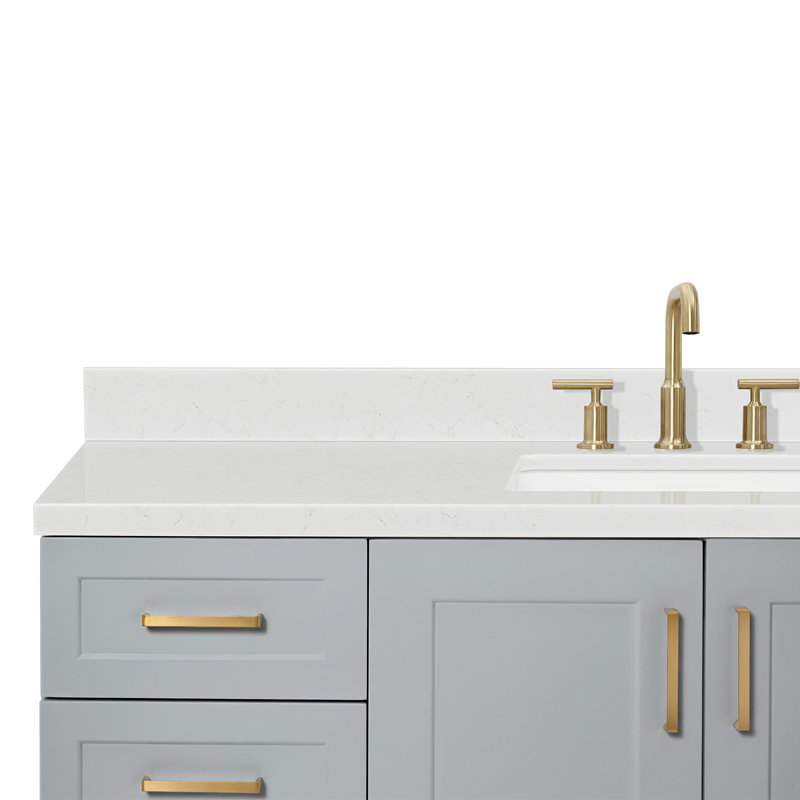 61 IN.  Single Bathroom Vanity, Gray, Rectangle, Carrara Quartz