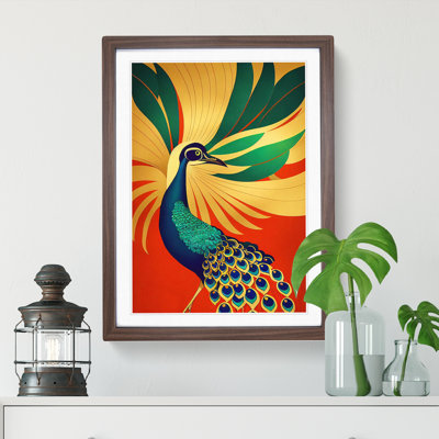 Peacock Art Deco No.1 - Single Picture Frame Print