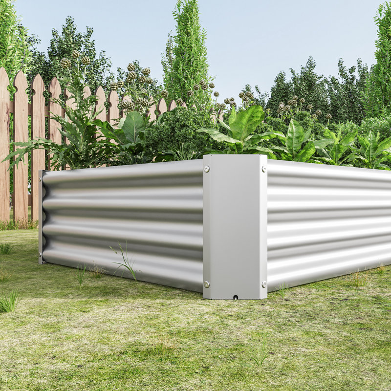 Raised Garden Bed Outdoor, 6×3×1Ft, Metal Raised  Rectangle Planter Beds, Silver