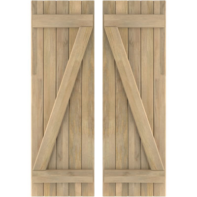 Americraft 2 Batten Exterior Real Wood Joined Board-N-Batten Shutters W/ Z-Bar (Per Pair)