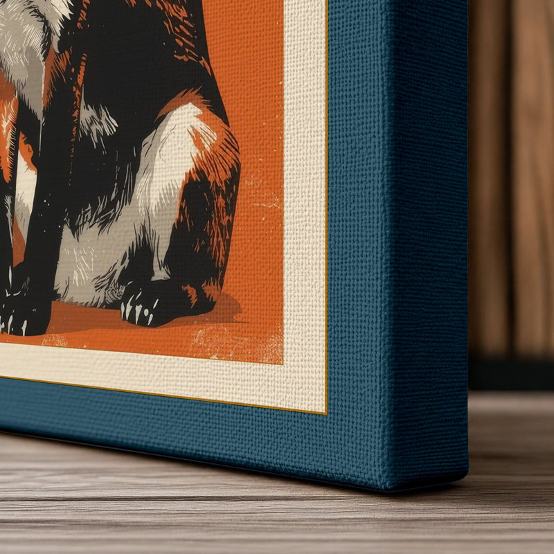 Portrait of the Fox Rustic - Wrapped Canvas, 18x12 - 45.7 x 30.5 cm, Teal Border