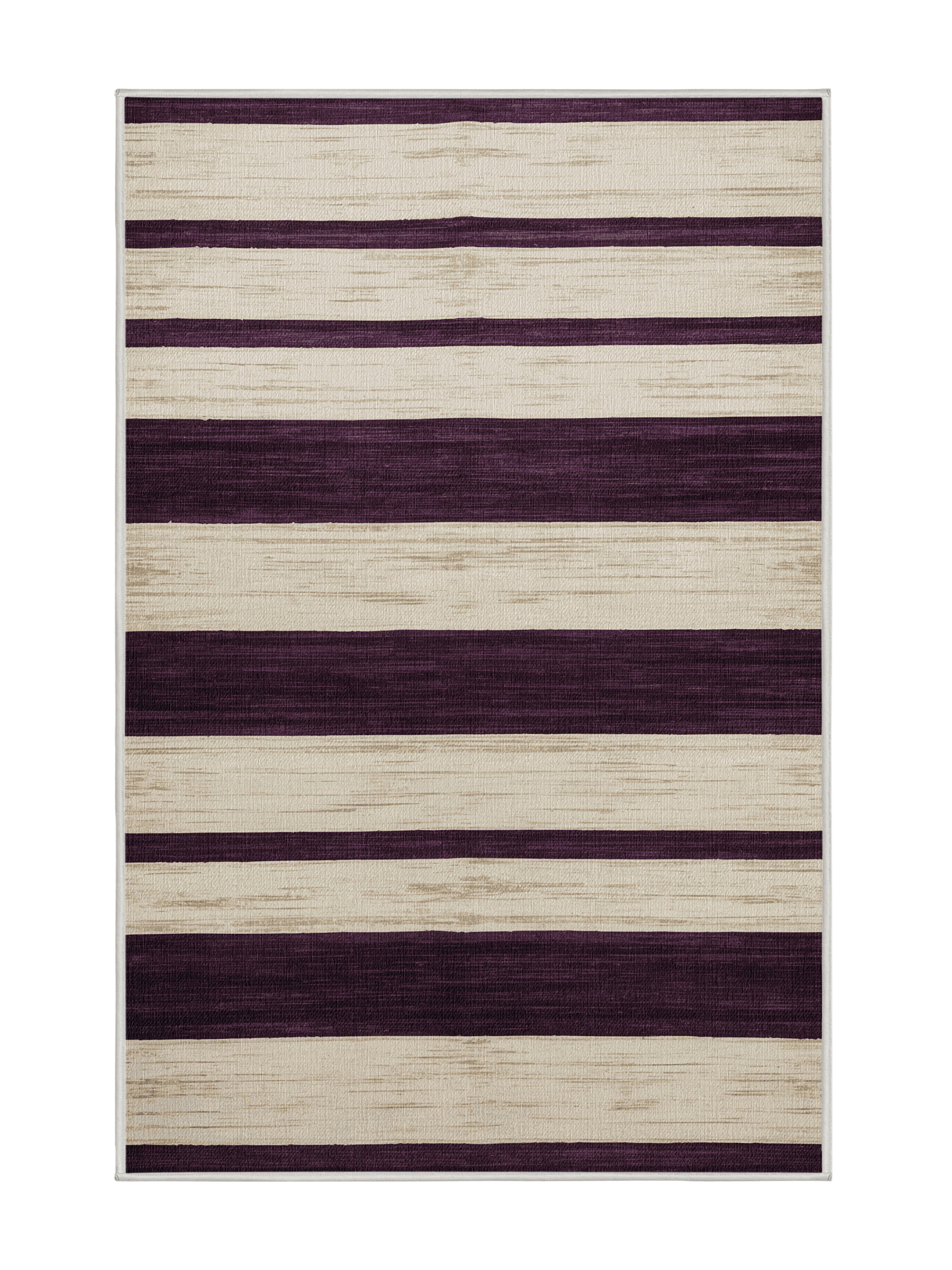 Rosecliff Heights Machine Washable Horizontal Stripes Beige Area Rug ...