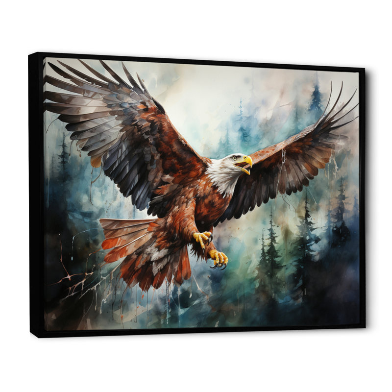 Art amérindien Spirit of Eagle - reproduction d'art sur toile, H 12 po x l 20 po x P 1 po, Cadre flottant noir