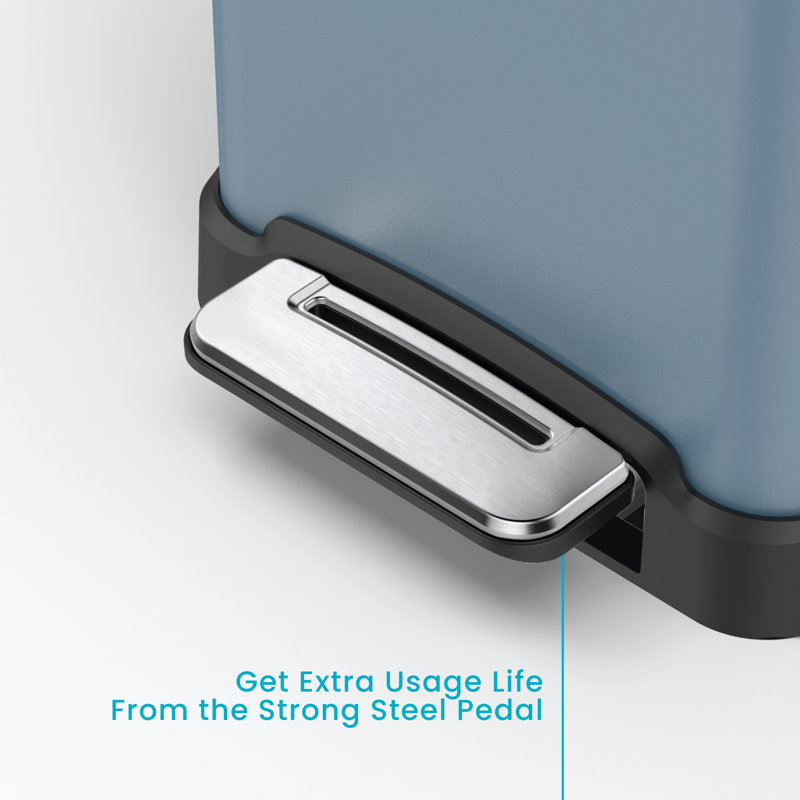 Matte Blue Stainless Steel 12 Gallon Step Trash Can