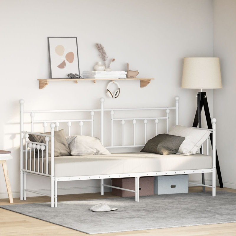 Daybed Frame With Trundle, Steel, 80 x 200cm, White