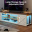 Meuble télé pour téléviseur de 65 po ou moins Farmhouse, système de divertissement à domicile avec éclairage DEL, armoire de rangement ouverte et tablettes réglables, blanc-2042868496-2042868498