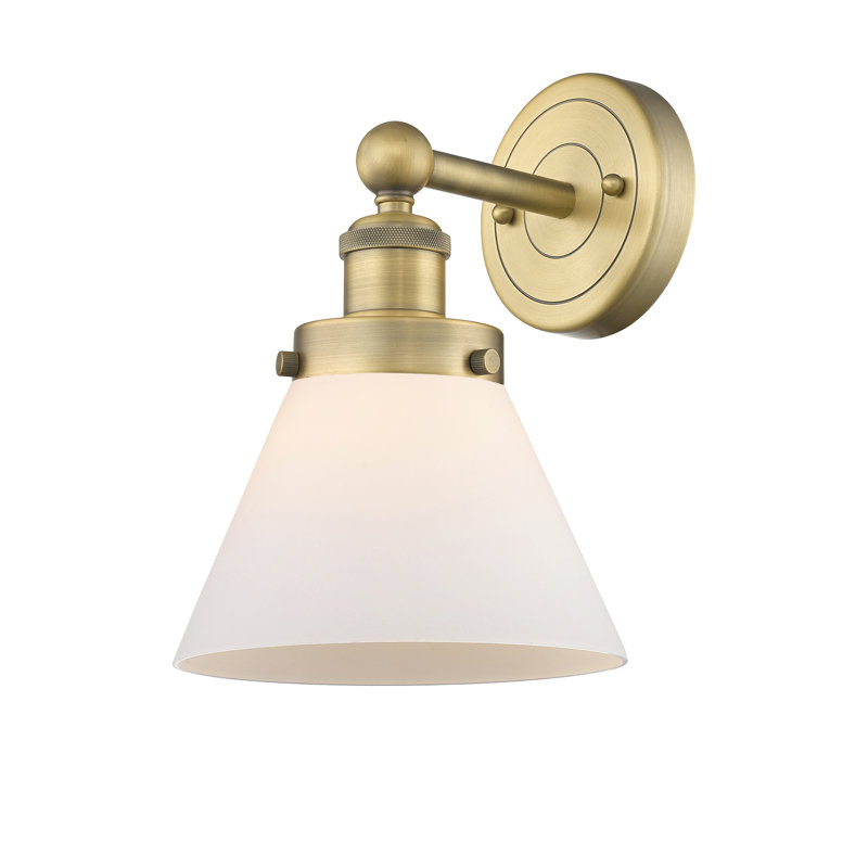 Chesterhill Armed Sconce, Matte White, Brushed Brass