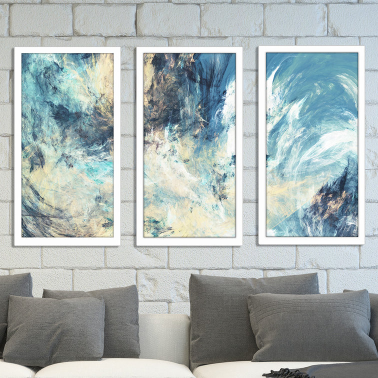 «Feeling Blue» - ensemble de 3 reproductions d'art encadrées, H 25,5 po x l 40,5 po x P 1 po