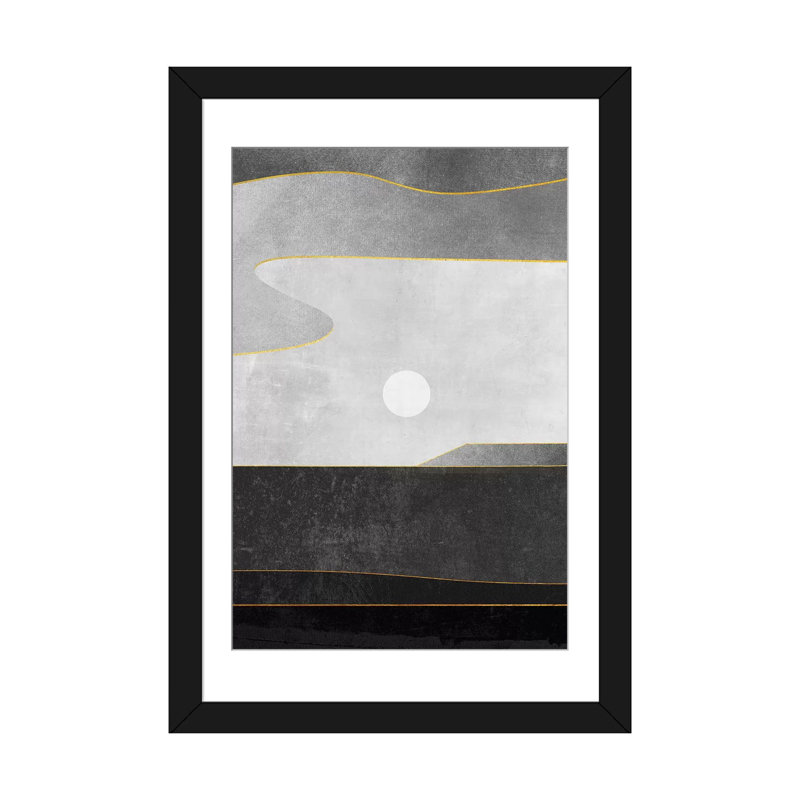 « minimal landscape vi », impression sur toile, Papier d'art encadré noir, Blanc, H 32 po x l 24 po x P 1 po