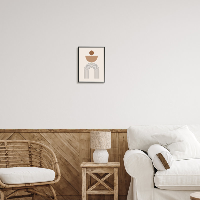 Brun Boho Arch sur bois, impression, H 14 po x l 11 po x P 1,5 po, Giclée encadrée noir minuit