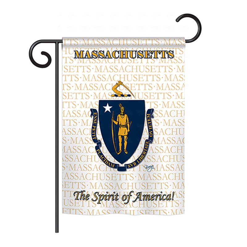 Drapeau de maison en polyester à 2 côtés US State, H 40 po x l 28 po, Massachusetts