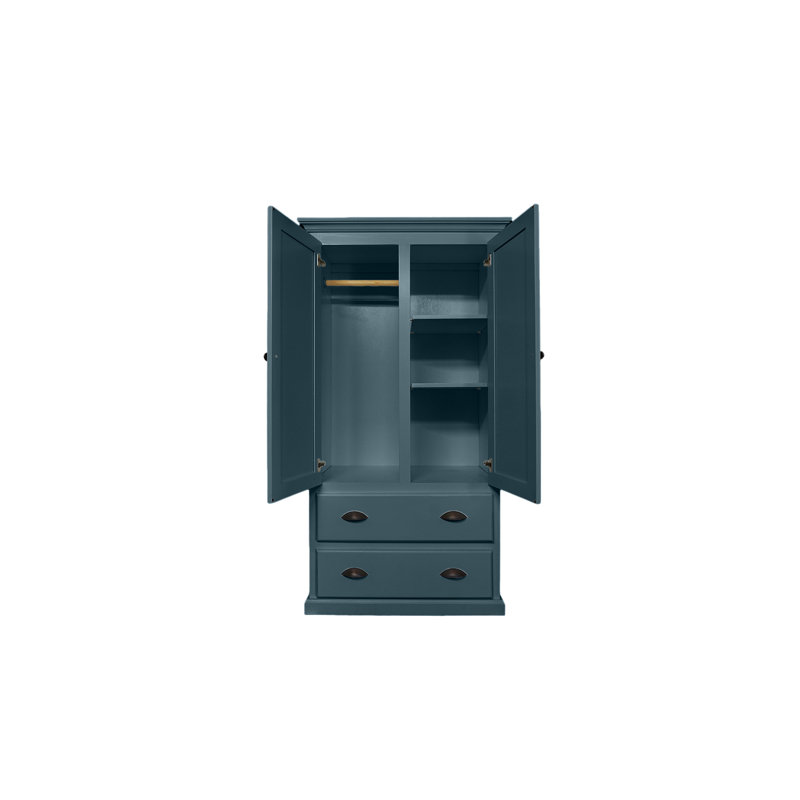 Armoire en bois massif Conda, Bleu fumé