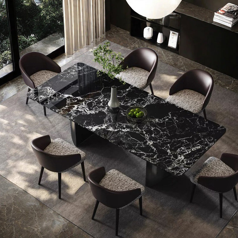 Ensemble de table de salle à manger luxueux moderne en faux marbre, H 29,5 po x L 55,1 po x l 31,4 po