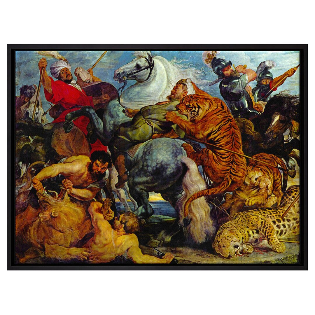 Gerahmtes Leinwandbild Tiger and Lion Hunting von Peter Paul Rubens