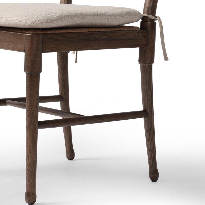Fayth Dining Chair with Cushion, Dune Linen, Antique Walnut