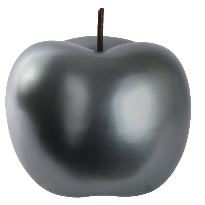 Sculpture pomme en céramique Wimbled, H 6 po x l 6 po x P 6 po, Argent