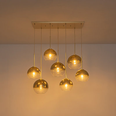 7-light Gradient Mirrored Glass Island Pendant