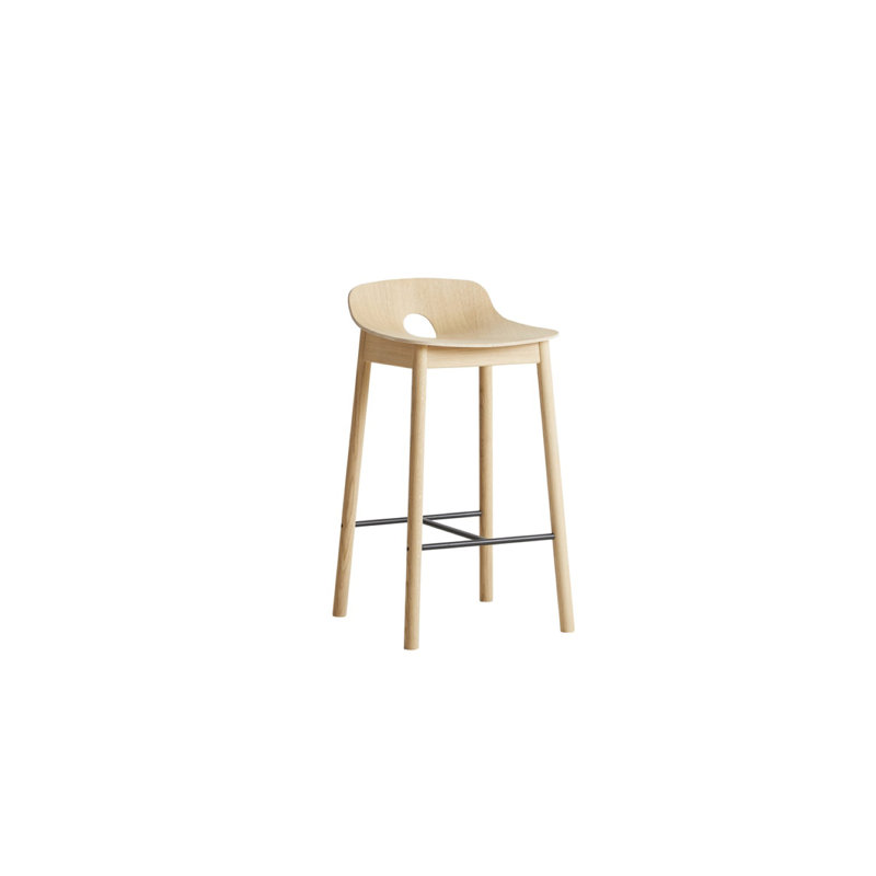 Mono Bar Stool, Counter Stool (25.59'' Seat Height), Oak/Black