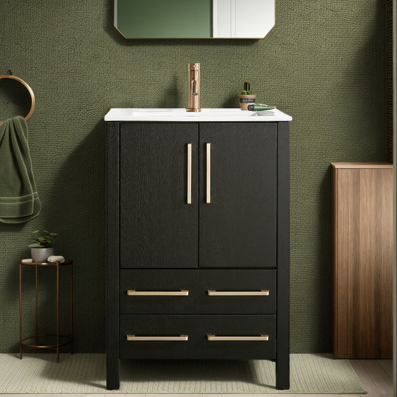 Meuble-lavabo simple 24 po noir