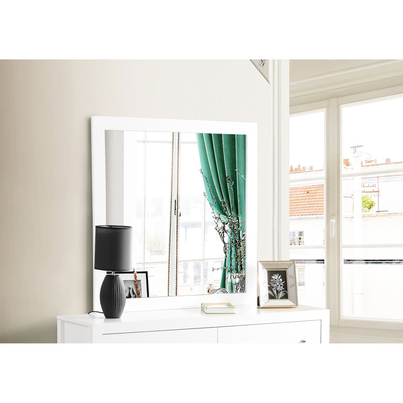 G2490-m - Miroir blanc - verre bas pour réflexion fine 41 po x 1 po x 41 po en placage de bois de 28 lb peint avec un cadre de 40,99