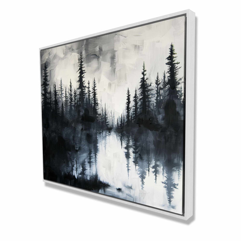 Abstract Lake - Toile encadrée grise pour une décoration intérieure élégante
