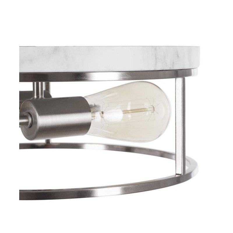 Durrell Rustic Farmhouse 13" Brushed Nickel Flush Mount with Open-Cage Design