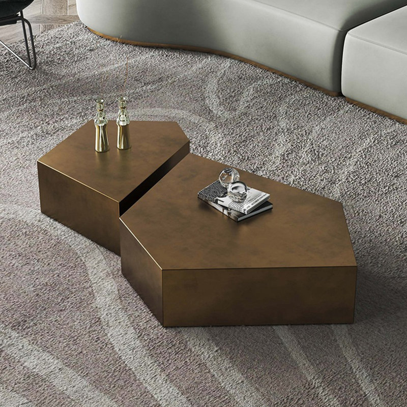 Italian industrial style coffee table set, Bronze