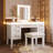 Vanity Desk with Mirror and Lights, Makeup Vanity with Drawers and Cushioned Stool-1799648669