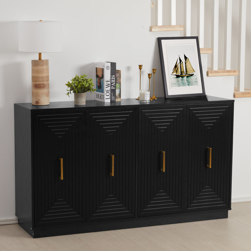 Buffet avec portes et tablettes réglables, Noir