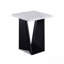 Ensemble de table basse moderne 3 pièces Table de bout Table de bout luxueuse avec faux-marbre et base angulaire noire Meuble de salon en bois blanc-1029905750