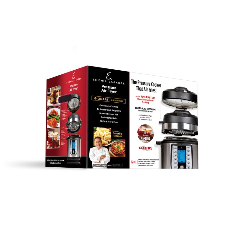 Emeril Lagasse 6 QT Quart Pressure Cooker Air Fryer 12 in 1 Multi Cooker  Box EUC