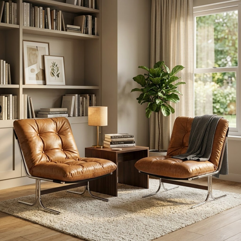 Méridienne Mid-Century, Orange lustré