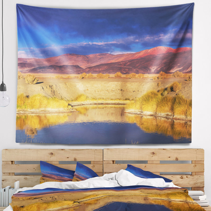 Paysage africain, tapisserie vue du nord de l'Argentine, H 32 po x l 39 po