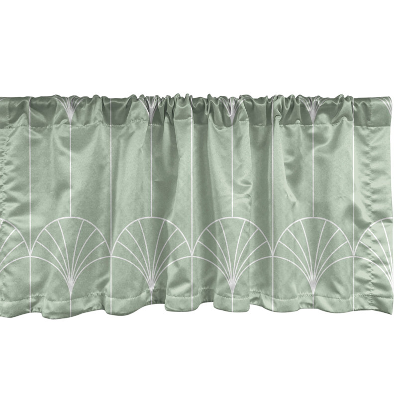 Geometric Tailored Window Valance, 54" W x 18" L, Pale Green/White