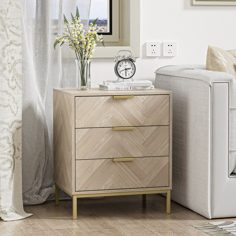 Nocon 3-Drawer Nightstand - Stylish Bedside Storage Table