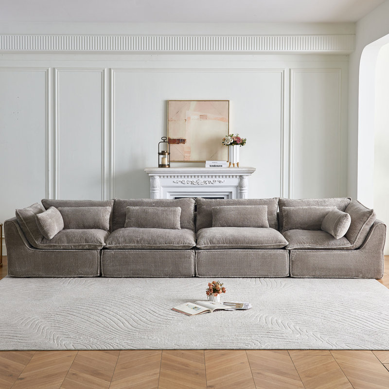 Canapé modulaire en nuage 4 pièces 151,7 po l 151,7 po, 31.5" H x 151.7" W x 39.4" D, Light Gray