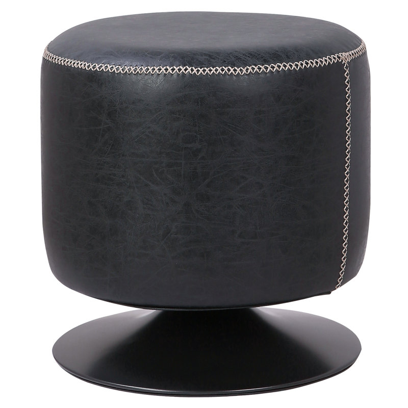 Gillan Faux Leather Ottoman, Vintage Black Faux Leather