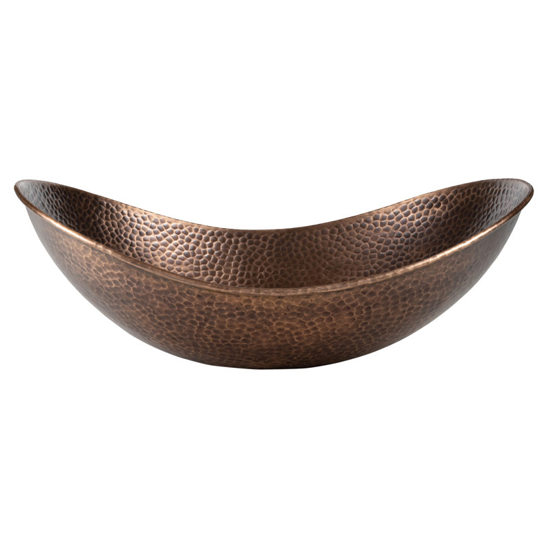 Vasque de salle de bain rustique en cuivre pur martelé à la main, en forme de bateau, de 48 cm (19 po)., Cuivre foncé vieilli