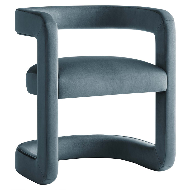Winslow Barrel Performance Velvet Dining Chair, Cadet Blue
