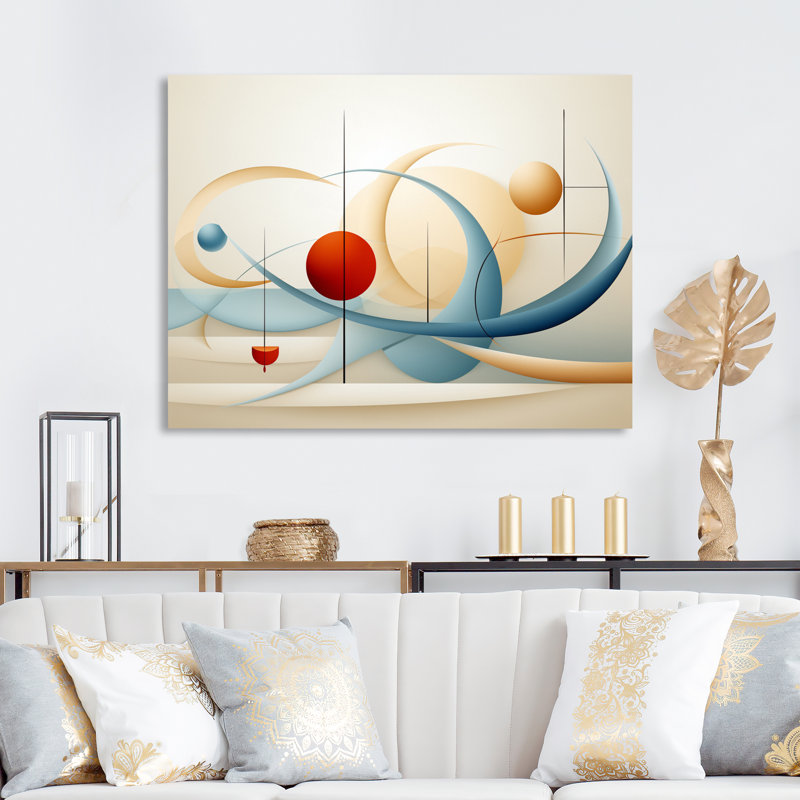 «Red Moon Retro Celestial Landscape I», reproduction sur toile, Toile tendue, 30" H x 40" W