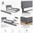 Gray teddy bear plush platform bed, full size, with built-in pull-out single extendable bed design.