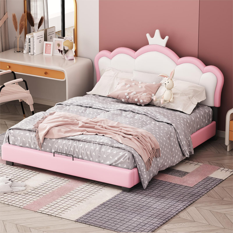 Amelia Upholstered Bed, White, European Double (140 x 200cm)
