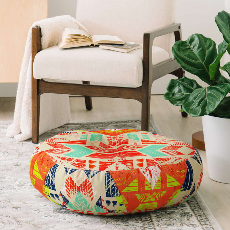 Coussin de plancher rond à motif nomad