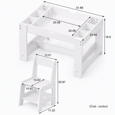 2 in 1 Kids Play Table & 2 Chairs Set, Activity Learning Table with 7 Storage Bins, Compatible with LEGO Building Blocks