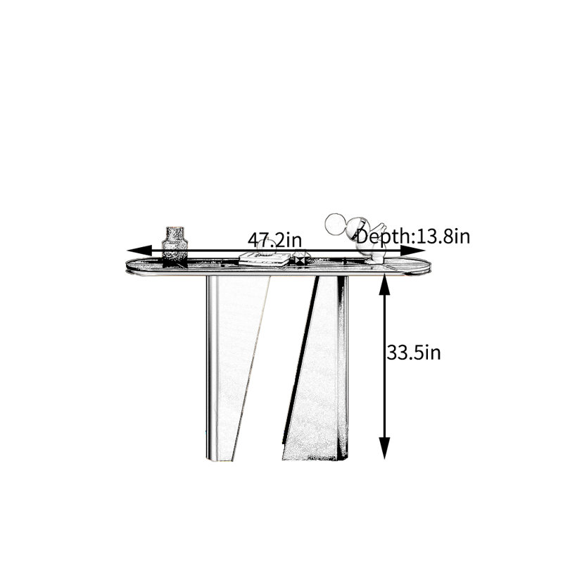 Console de style italien de luxe, H 33,5 po x l 47,2 po x P 13,8 po, Noir, noir, noir, noir