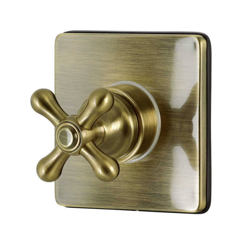 Kingston Brass Single-Handle Wall Mount Three-Way Diverter Valve with Trim Kit, Antique Brass