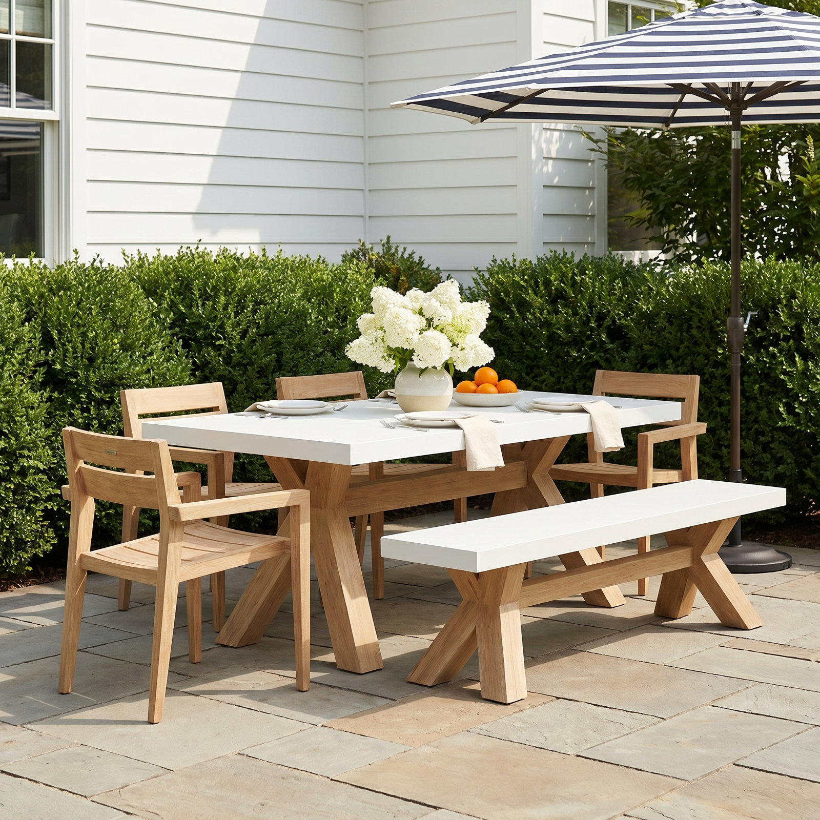 Fleur 74" Eucalyptus Patio Dining Set