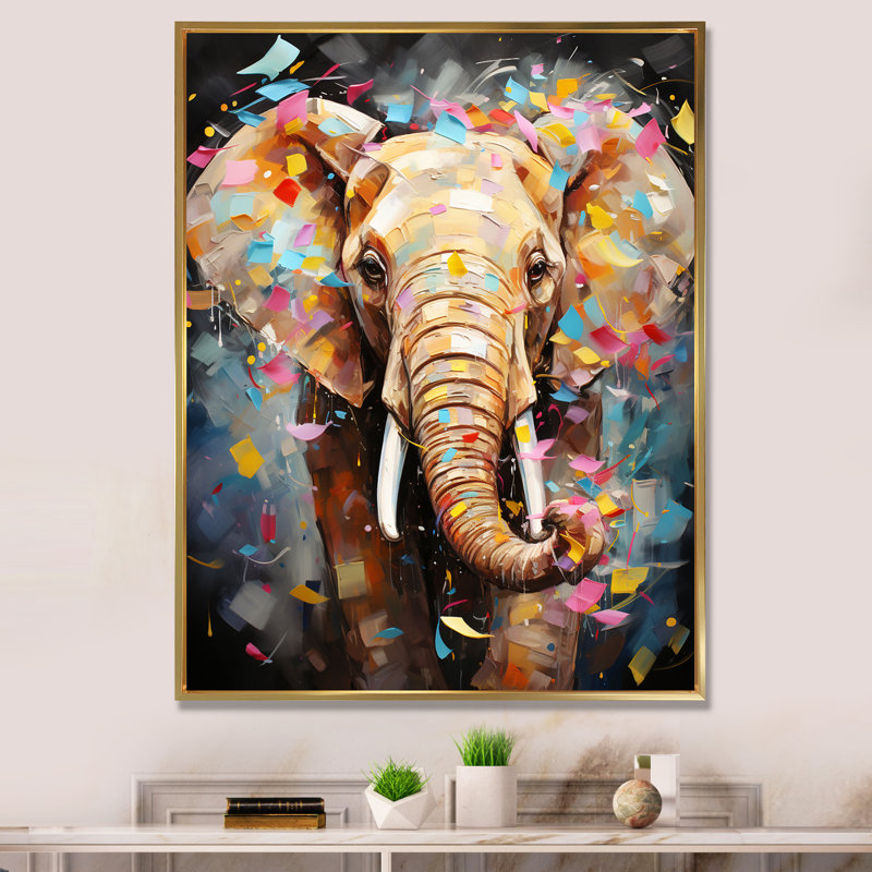 Popart Elephant Dreams - Éléphant, art mural animal, Toile tendue, H 20 po x l 12 po x P 1 po