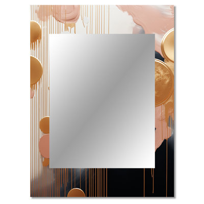 Gold and white Abstract shapes harmony IV - Abstract Shapes Decorative Wall Mirror, Gold Mirror, Printed Metal Art